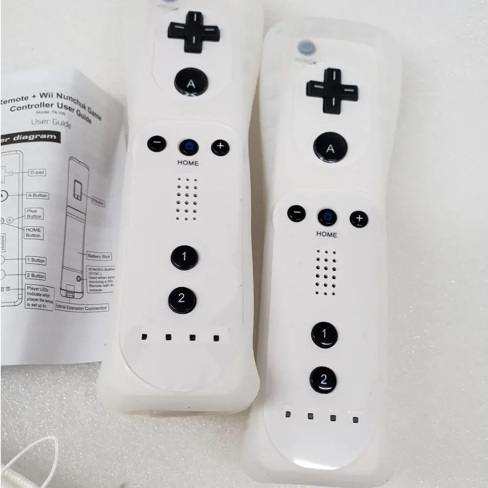 2-Pack Unbranded Wireless Remote Controllers for Wii and Wii U – White